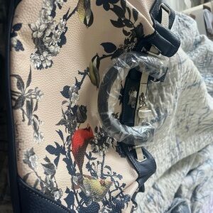 The Bradford Exchange Blush Floral & Navy Satchel with Bird Motif